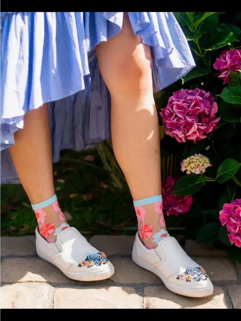 Sock Candy Ribbon Roses Sheer Ankle Sock. Price Firm.